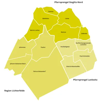 Karte des Kirchenkreises Berlin-Steglitz